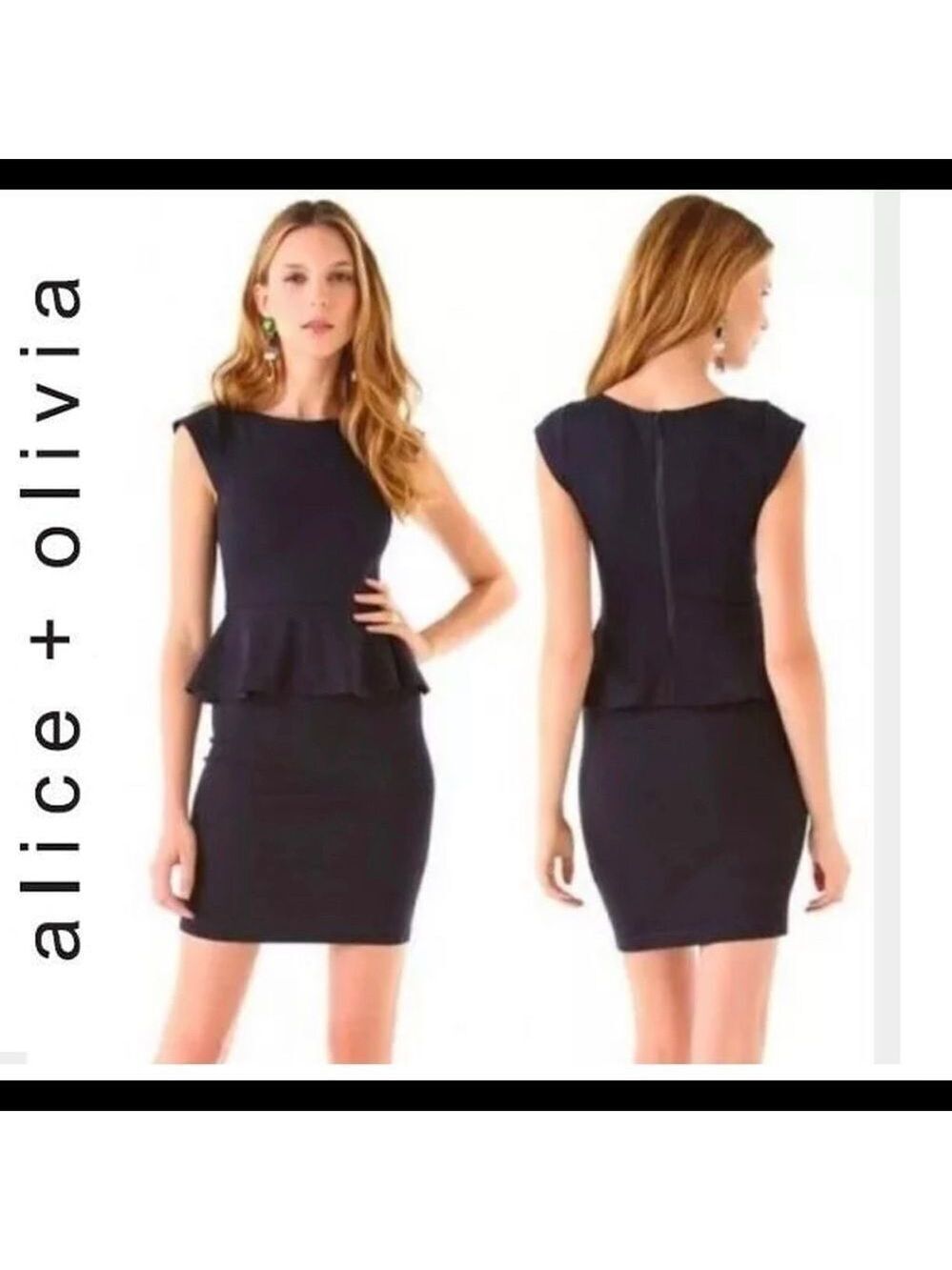 ALICE + Olivia Employed Navy blue peplum dress 10